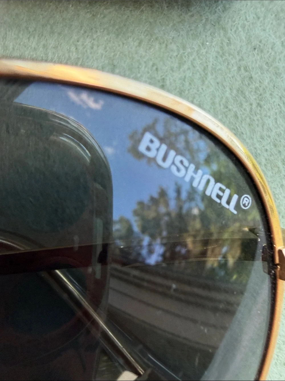 Vintage Bushnell Pilot Aviator Shooting Sunglasses Gold Frame Dark Lenses / Case